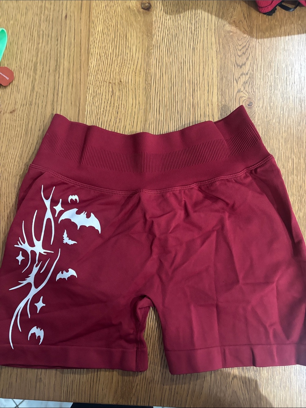 Women's Maroon Active Shorts with Bat Graphic